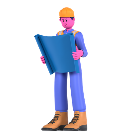 Trabalhador masculino segurando a planta  3D Icon