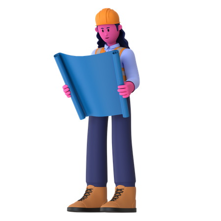 Trabalhadora segurando planta  3D Icon