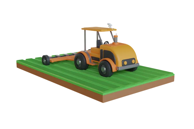 Tractor de campo  3D Illustration