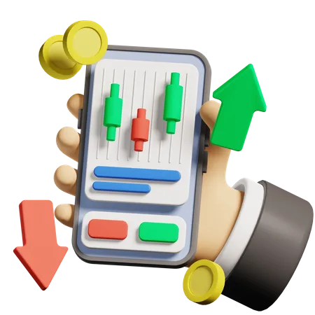 Trading and Invest app  3D Illustration