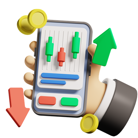 Trading and Invest app 3D Illustration