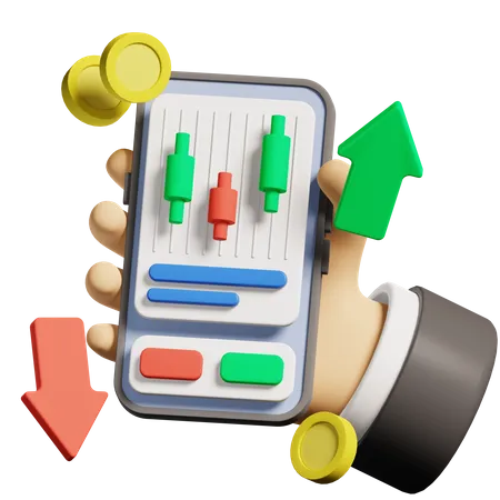 Trading and Invest app 3D Illustration