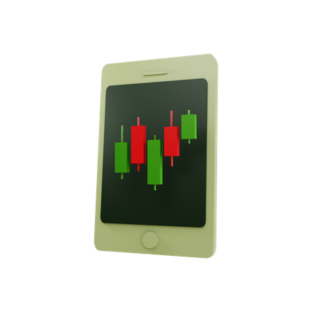 Trading App on device  3D Illustration