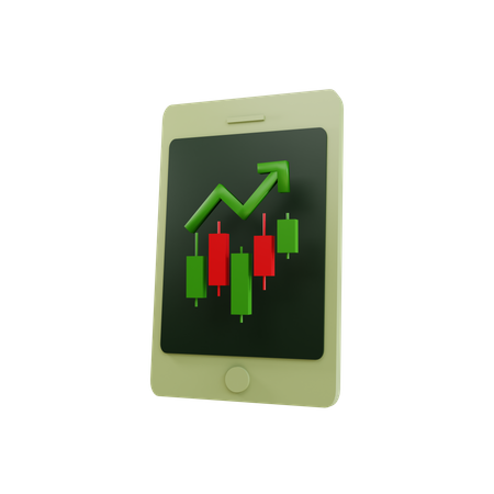 Trading App on device  3D Illustration