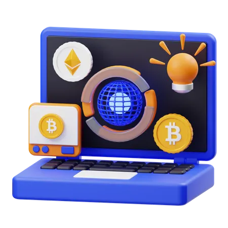 Trading de crypto-monnaie en ligne  3D Illustration