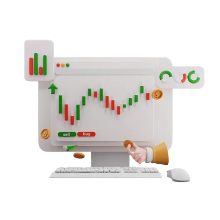 Trading Growth Graph Cryptocurrency 3 D Illustration 3D Icon