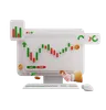 Trading Market Analysis on Monitor with Upward Moving Growth Cart