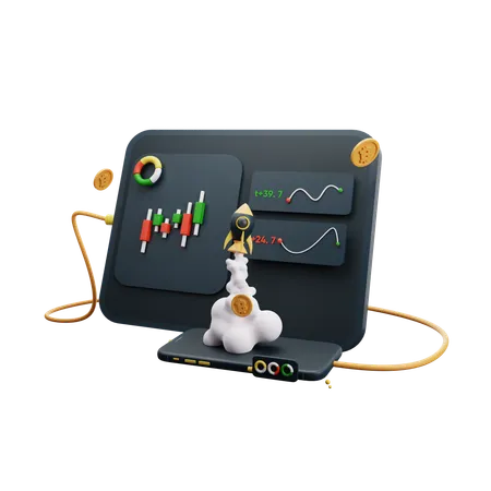 Trading Market Chart  3D Icon
