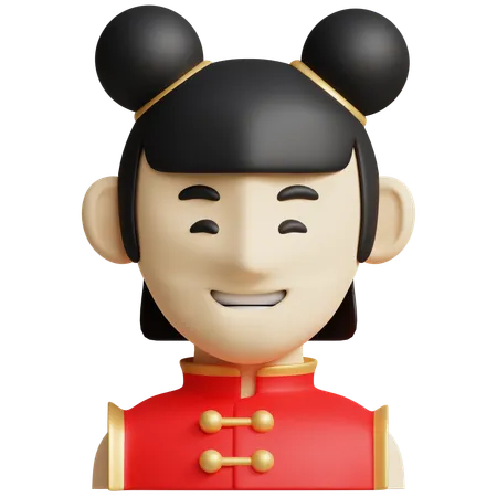 이 3 D 아이콘은 축제 복장을 한 중국 전통 소녀를 묘사하며 문화적 주제와 중국 축하 행사를 설명하는 데 적합합니다 3D Icon