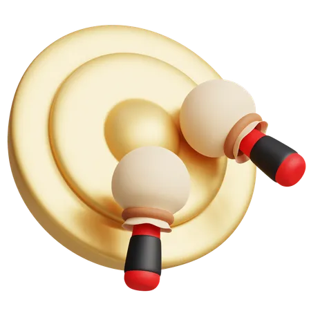 This 3 D Icon Depicts A Traditional Chinese Gong Perfect For Illustrating Music And Cultural Festivities In Chinese Themed Projects 3D Icon