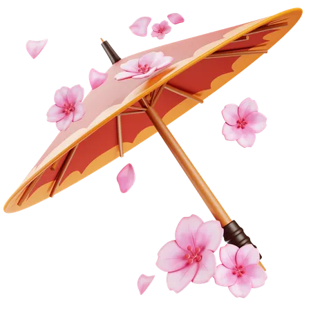 Traditional Japanese Umbrella  3D Icon