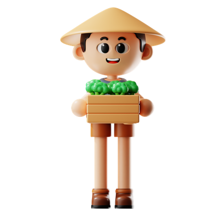 Traer canasta de brócoli  3D Illustration