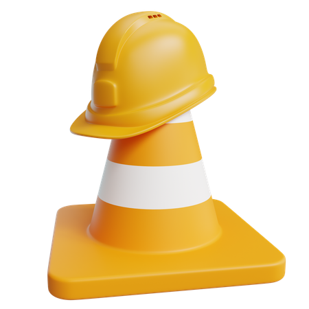 Traffic Cones And Safety Helmet  3D Icon