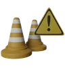 Traffic Cones With Warning Sign