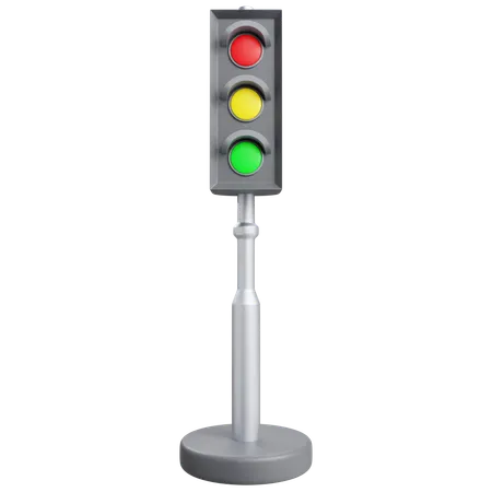 3 D Traffic Light With Isolated Background 3D Icon