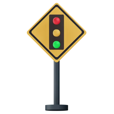 3 D Road Sign Traffic Light Llustration Alpha Background 3D Icon