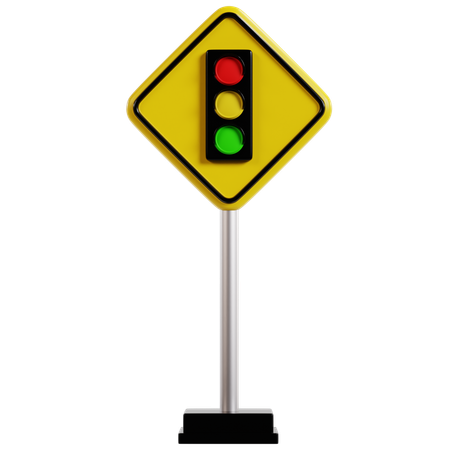 Traffic Light Warning Sign  3D Icon