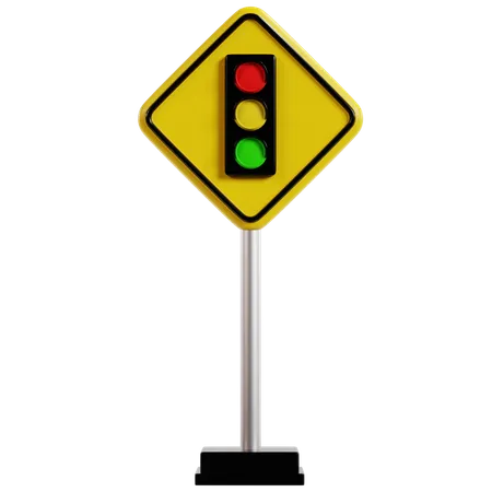 Traffic Light Warning Sign  3D Icon