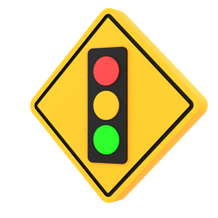 Traffic lights ahead sign 3D Icon