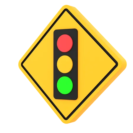 Traffic Lights Ahead Sign 3 D Illustration 3D Icon