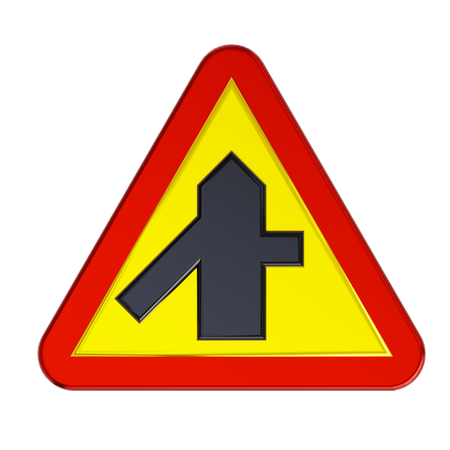 Traffic Merging Road Sign  3D Icon