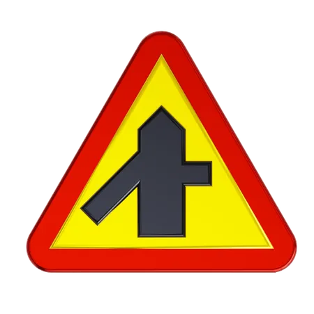 Traffic Merging Road Sign  3D Icon