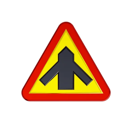 Traffic Merging Road Sign  3D Icon
