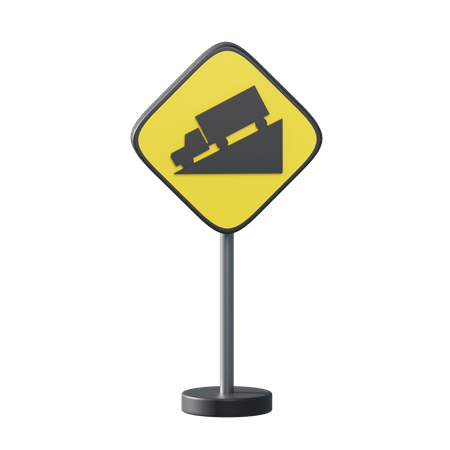 Traffic Sign Hill 3D Illustration