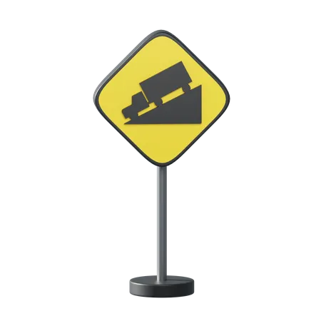 Traffic Sign Hill 3D Illustration