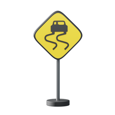 Traffic Sign Slippery When Wet  3D Illustration