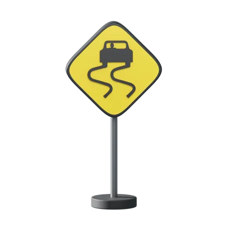 Traffic Sign Slippery When Wet  3D Illustration