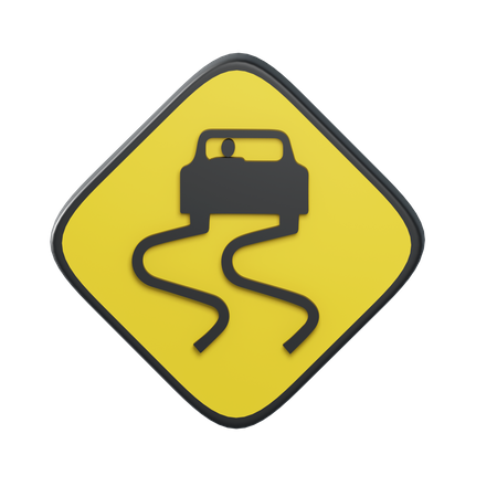 Traffic Sign Slippery When Wet  3D Illustration