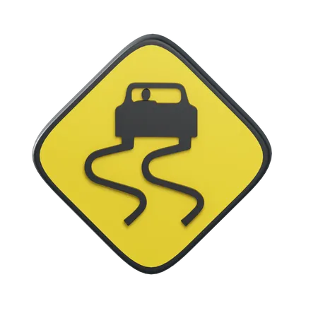 Traffic Sign Slippery When Wet  3D Illustration