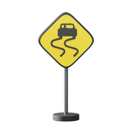 Traffic Sign Slippery When Wet 3D Illustration