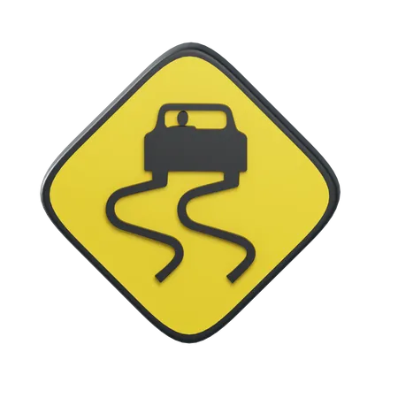 Traffic Sign Slippery When Wet 3D Illustration