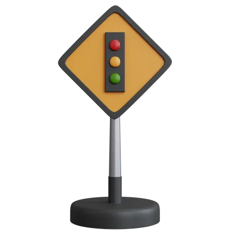 3 D Rendering Traffic Light Sign With Pole Isolated 3D Icon