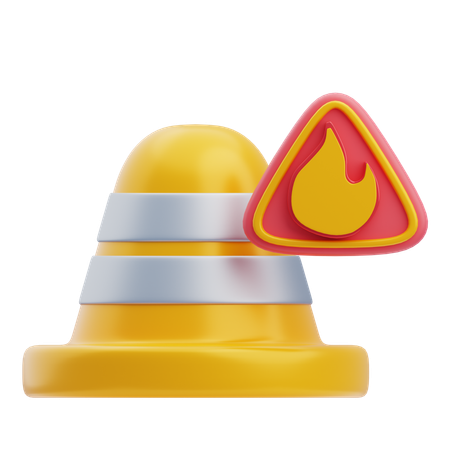 Trafic Cone WIth Fire Sign  3D Icon