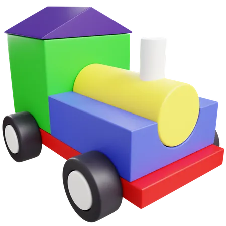 3 D Train Block Toy With Isolated Background 3D Icon