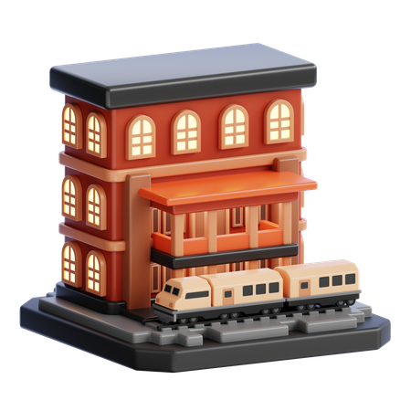 TRAIN STATION BUILDING  3D Icon