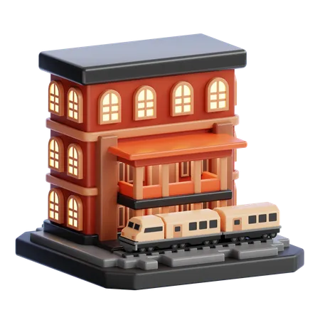 TRAIN STATION BUILDING  3D Icon