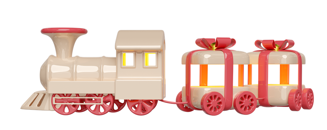 Train With Gift Box  3D Icon