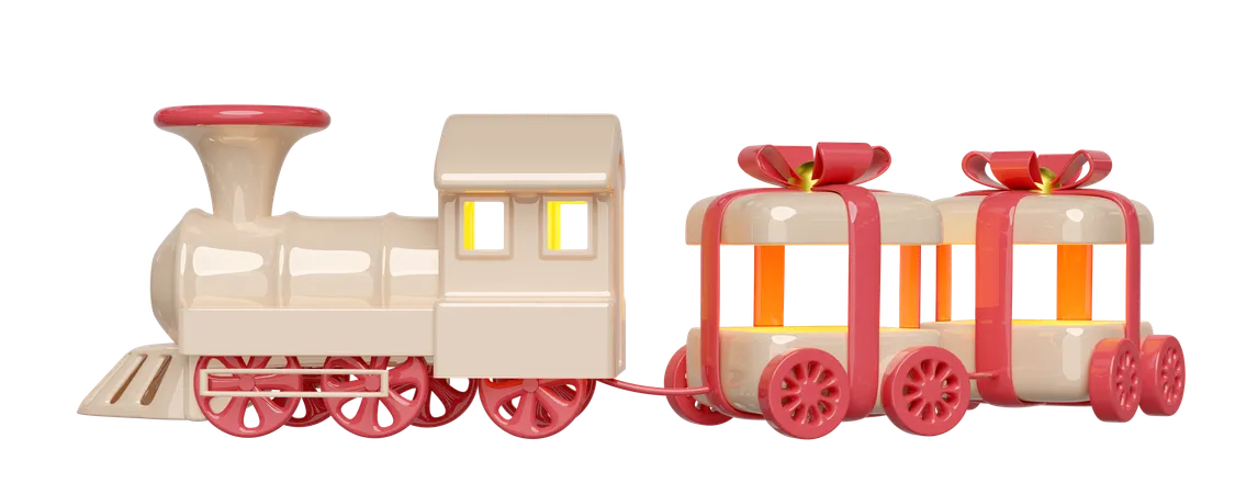 Train With Gift Box  3D Icon