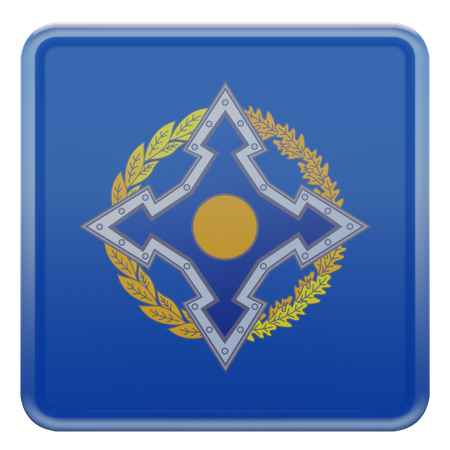 Drapeau carré de l'Organisation du Traité de sécurité collective  3D Icon