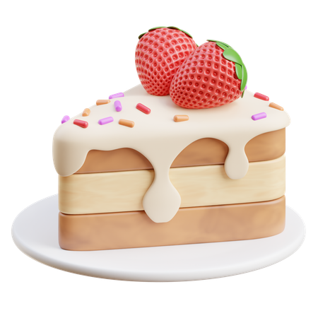 Tranche de gâteau aux fraises  3D Icon