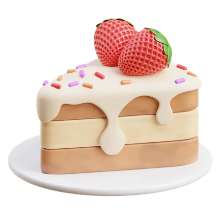 Tranche de gâteau aux fraises  3D Icon