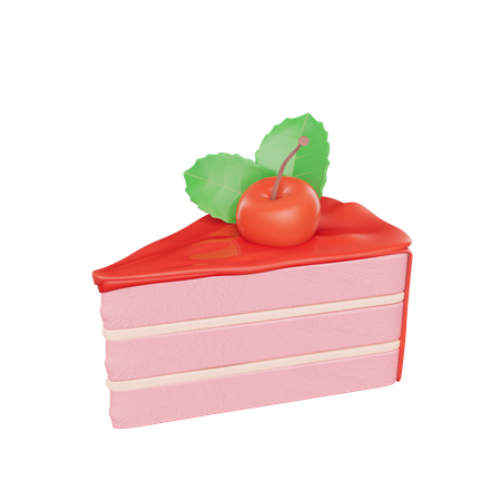 Tranche de gâteau aux fraises  3D Icon