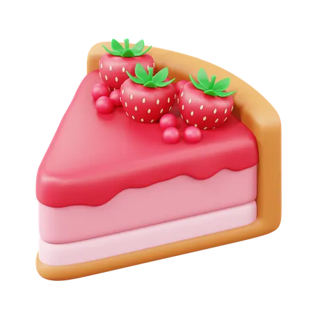 Tranche de gâteau aux fraises  3D Icon