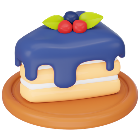 Tranche de gâteau aux myrtilles  3D Icon