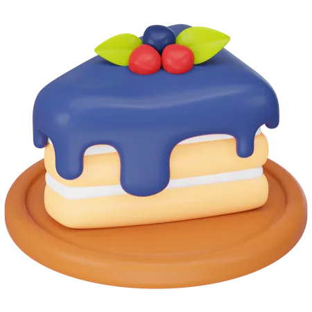 Tranche de gâteau aux myrtilles  3D Icon