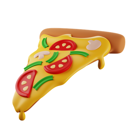 Tranche De Pizza Aux Champignons  3D Illustration